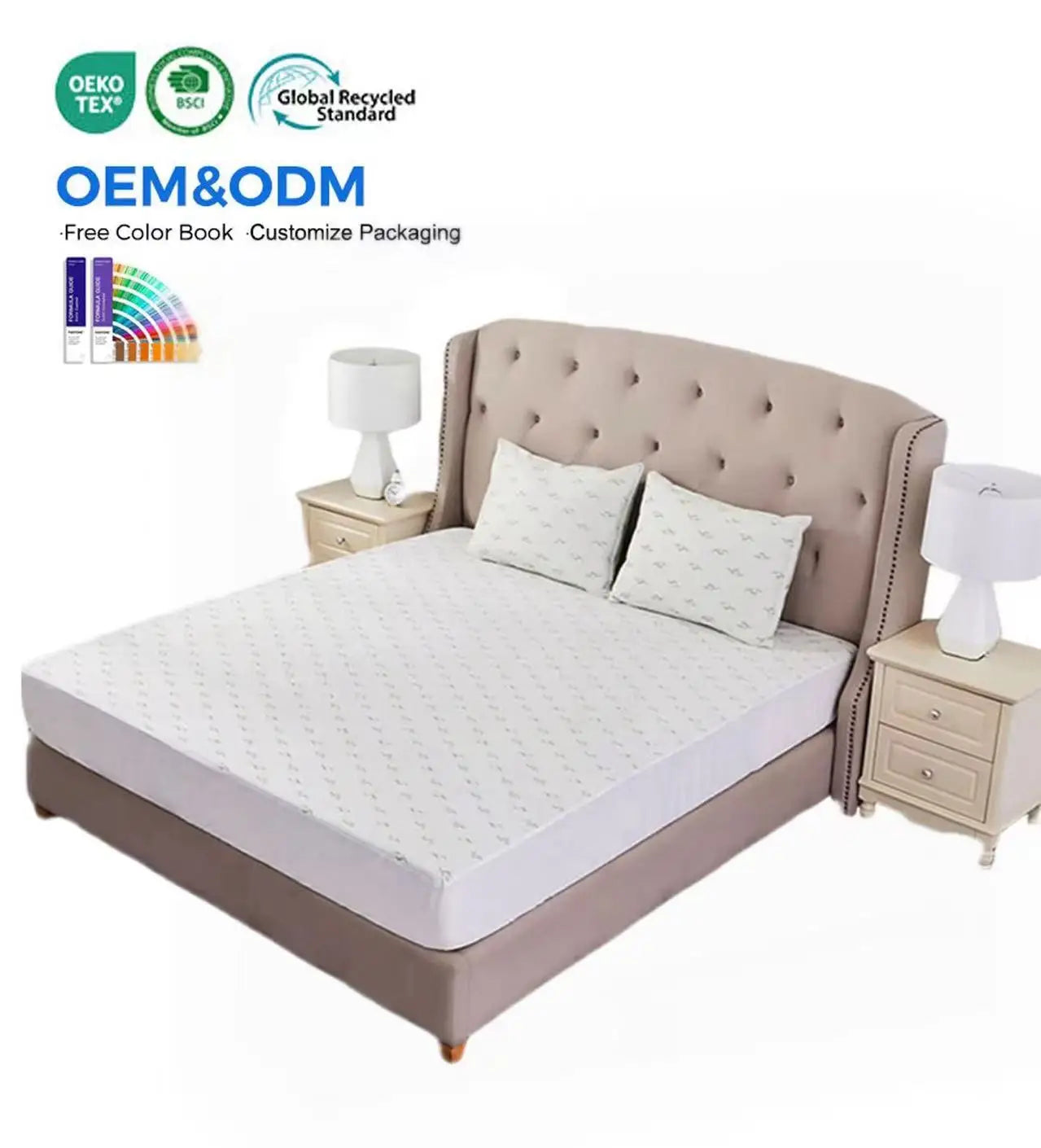 Hypoallergenic Bamboo Jacquard Fitted Sheet Waterproof Bed Protector Mattress Cover