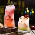 Household Vertical Lines Glass Juice Beverages Crescent-Shaped Transparent Cups