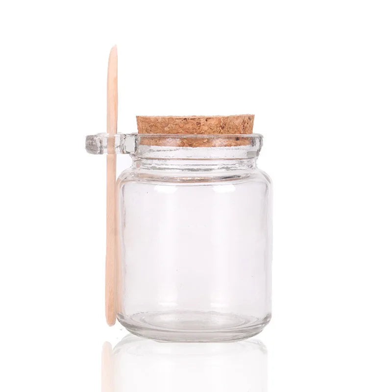 8oz 250ml Glass Empty Bath Salt Jar 100ml Round Honey Pudding Transparent Storage Container With Cork Wooden Spoon Packaging