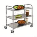 Stainless Steel SS201 3-Tier 0.8mm Thick LFGB Certified Food Transport Trolley with 30-50kg Capacity for Restaurant & Hotel Use