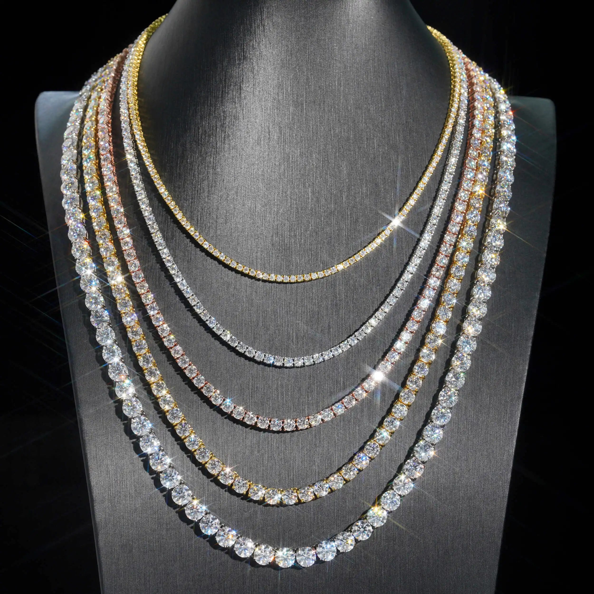 Drop Shipping GRA Certificated Sterling Silver Tennis Bracelet 2mm 3mm 4mm 5mm 6.5mm Vvs Moissanite Tennis Chain Necklace