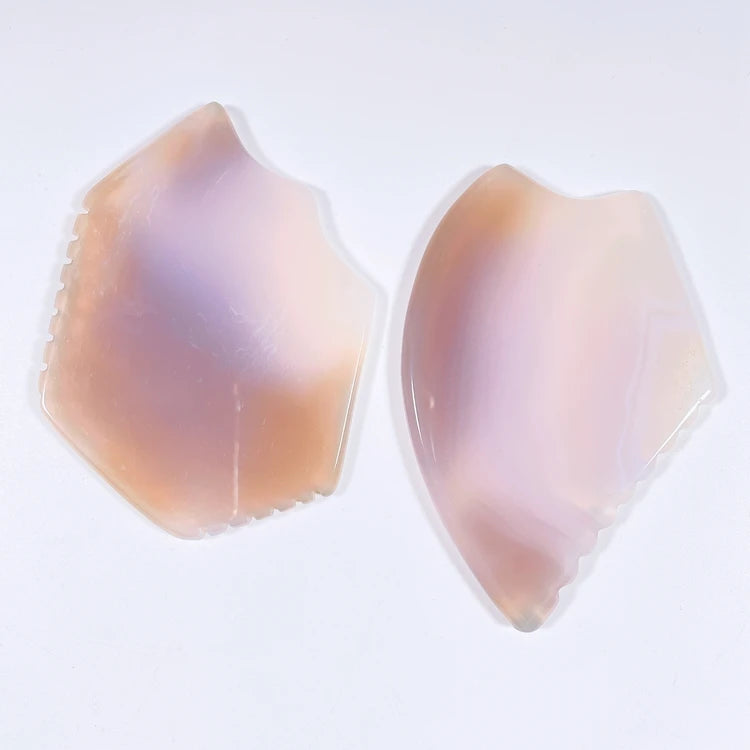 Huiying Natural grey agate crystal tooth face gua sha stone beauty equipment