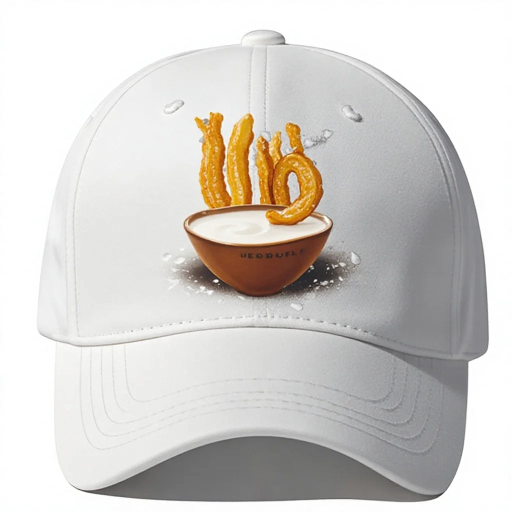 Gourmet Churro Pattern LOGO 5-Panel Fitted Baseball Cap Custom Style Image Printing 100% Cotton Breathable Waterproof Fabric