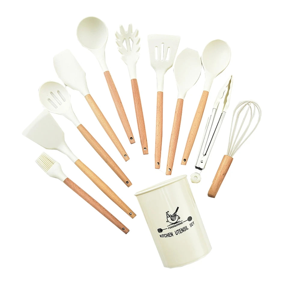 Wholesale Kitchen Utensils 12 Pieces Silicone Cooking Utensils Set Kitchen Utensil Set With Storage Holder