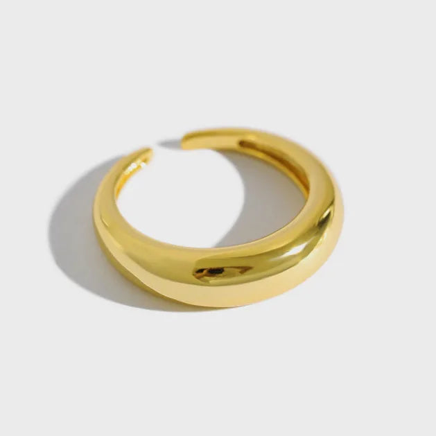 Wholesale Gold Plated S925 Sterling Silver Korean Style Statement Simple Design Open Adjustable Rings for Women JZY136