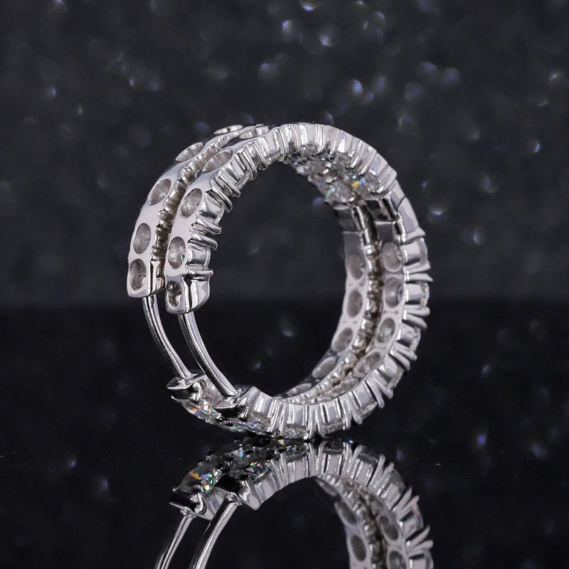 3mm EF SI  Earring 14k White  Gold HPHT Loose Diamond Earring Romantic Design for Girl Women
