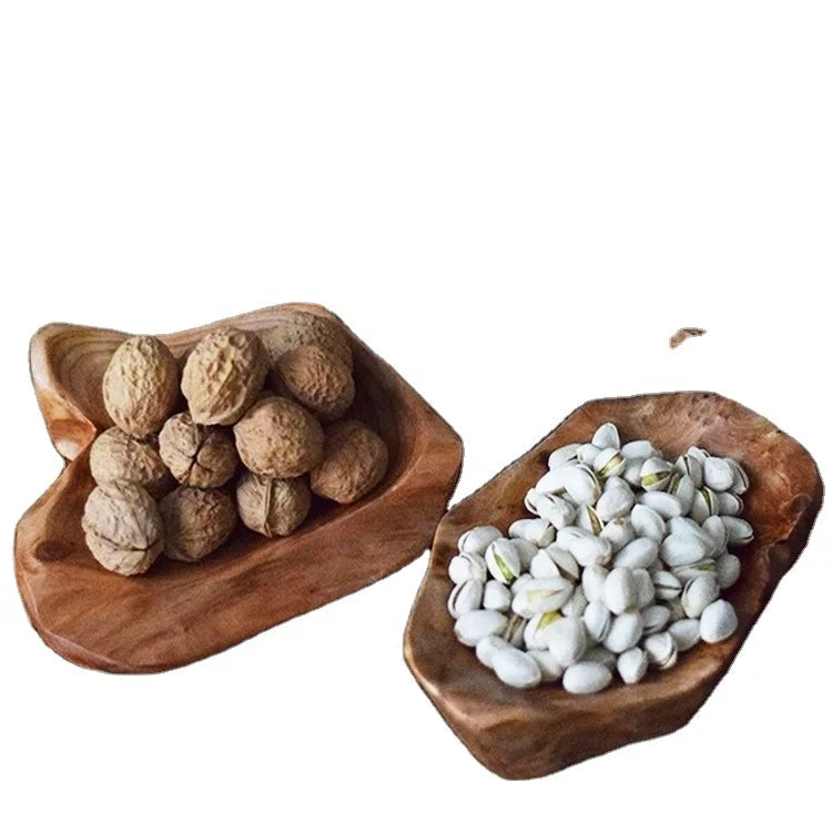 Hand-made Root Wood  with Different Size Natural Plate Dry Fruit Tray Eco Friendly Food Charge Plates  Serving Tray