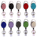 Retractable Badge Holder with Bling Rhinestones and ID Name Badges Reel with Belt Clip Key Ring