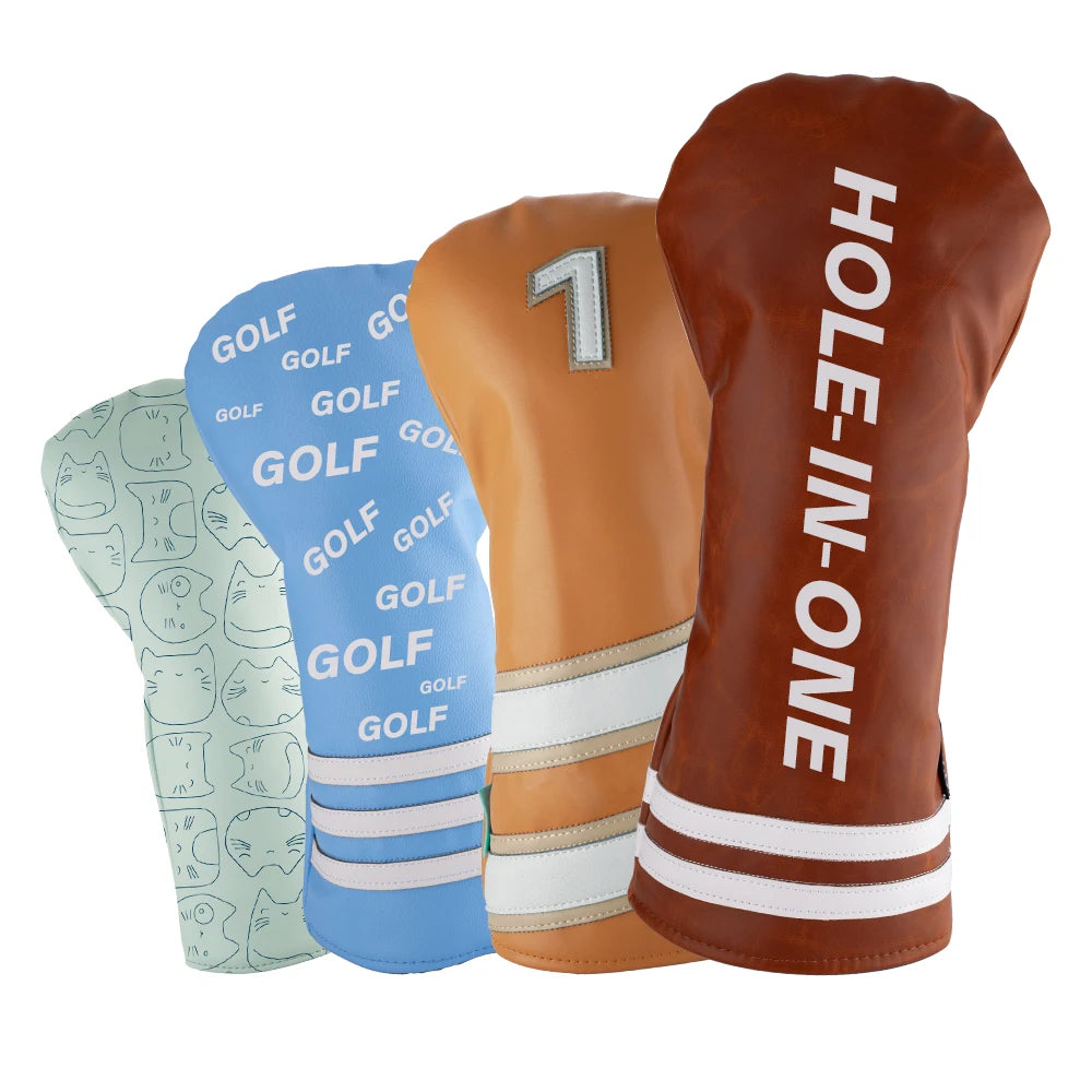 Custom Complex Design Cheap PU Leather Golf Headcover Accessories Leather Golf Driver Head Cover
