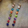 18K Gold Plated Stone Imperial Jasper Heart Shape Long Stud Chakra Earrings Energy Healing Jewelry