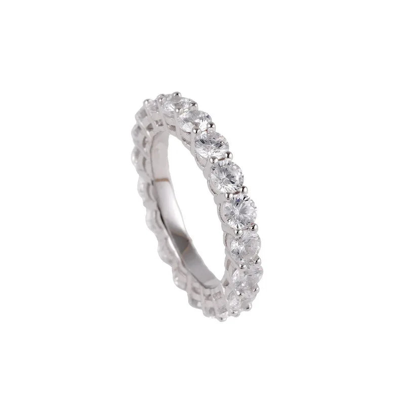 Bling Bling Jewelry Round Cubic Zircon 925 Sterling Silver Eternity Ring