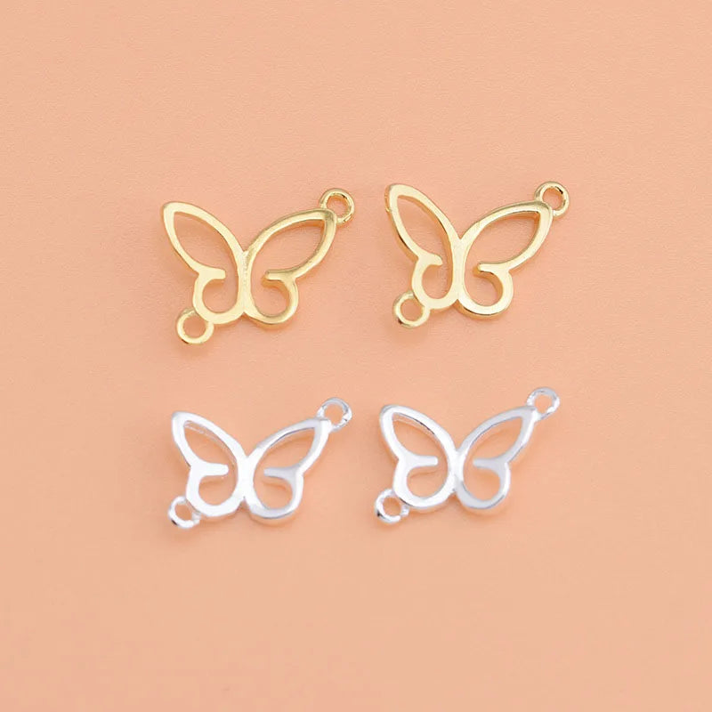 Cute 925 Sterling Silver Hollow Butterfly Pendant Charms Connector for Bracelet Necklace Jewelry Making Wholesale