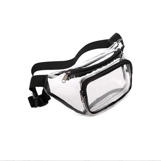 Wholesale OEM Waterproof Cute Transparent PVC Belt Bag Clear Fanny Pack Waist Bag for Ladies and Men