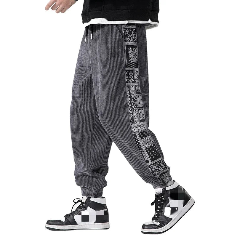 Autumn and Winter Custom Corduroy Pants Wide Stripe Trousers Casual Loose Men Jogger Pants