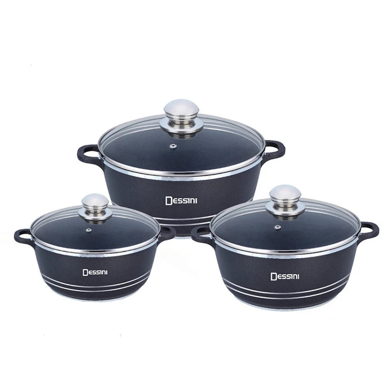 6PCS Cookingware Set 32/36/40cm Large Capacity Casserole Non Stick Cooking Pot Aluminum Non-stick Cookware