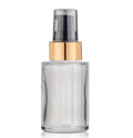 1 Oz 30ml Clear Cylinder Glass Bottle With Black-Matte Gold Treatment Pump