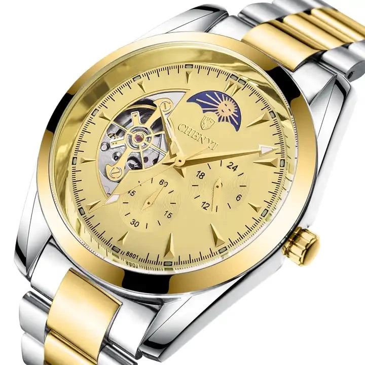 CHENXI Men Luxury Tourbillon Mechanical Watches Business Man Wristwatches Luminous Waterproof Clock Fashion Mens Automatic Watch
