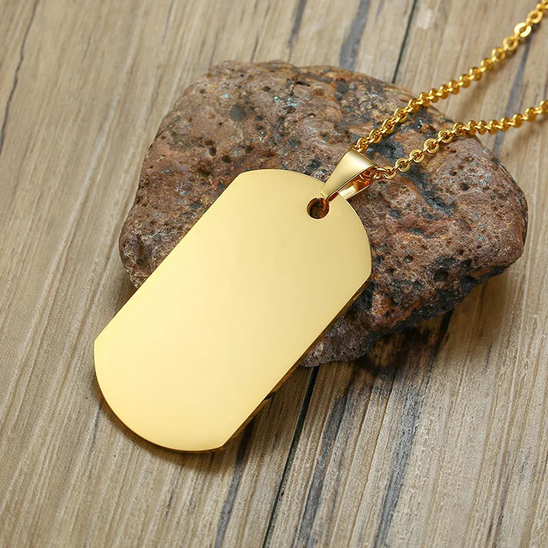 Stainless Steel Fashion Geometric Blank logo  Customizable Pendant Necklace for Men Women