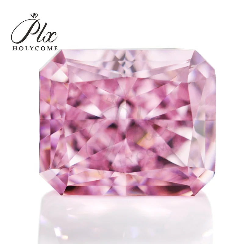 2023 HOLYCOME Wholesale Hand Made Custom Loose Gemstone Ice Crushed Cut Radiant Cubic M-pink Jewelry Zircon