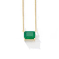 Fashion Minimalist Jewelry 925 Sterling Silver square Emerald Colored Green Zircon Gemstone Gold Plated Necklaces for Women