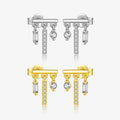 FUAMAY 925 Sterling Silver 18K Gold Plated Mini Bar Earrings Sparkling Cubic Zirconia Dangle Earrings for Women