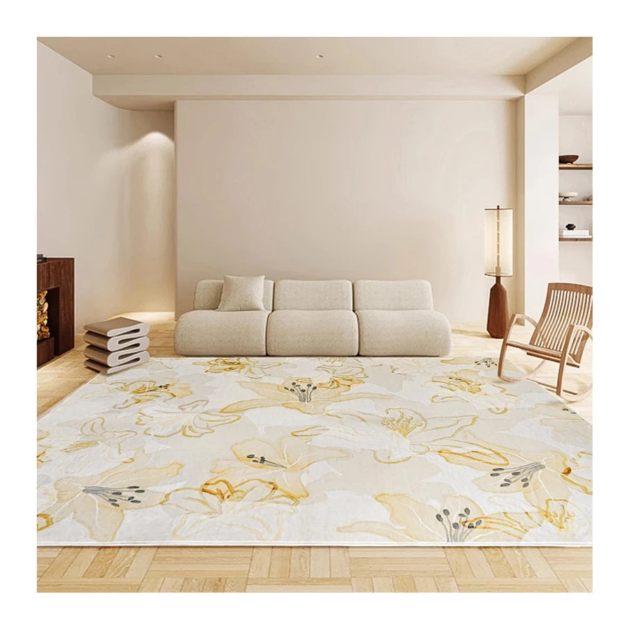 Luxurious Floral Printed Rug Vintage Flowers Indoor Floor Carpet for Living Room Bedroom