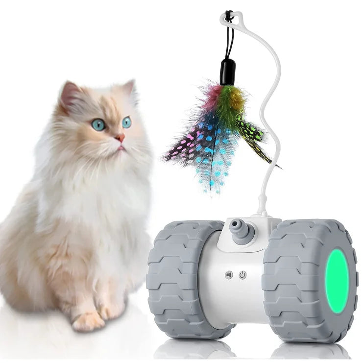 Interactive Cat Toys for Indoor Cats Automatic Kitten Toys Electronic With Mouse and 3 Feathers for Cats to Play Alone