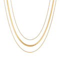 18K Gold Plated Miami Double Layered Snake Chain Necklaces Stainless Steel Thin Snake Chain Necklaces for Women Men