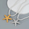 NM1302 Chunky Gold Starfish Conch Snail Shell Seashell Pendant Rope Necklace Beach Style Necklaces Ocean Holiday Jewellery