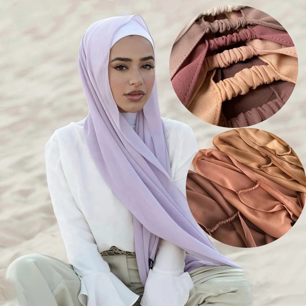 Latest Ready to Wear Hijab Good Stitching Women Hijab Scarf Plain Premium Shawls Wraps Islamic Headscarf Instant Chiffon Hijab
