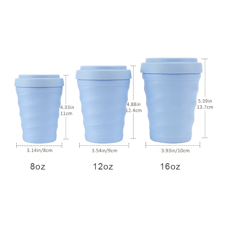 Custom Logo Eco Friendly Portable Travel  BPA Free Reusable Collapsible Silicone Coffee Cup Set With Lid