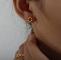 Minimalist Beads Flower Studs 18K Gold Stainless Steel Jewelry Waterproof Non Tarnish Elegant Simple Stud Earrings Women