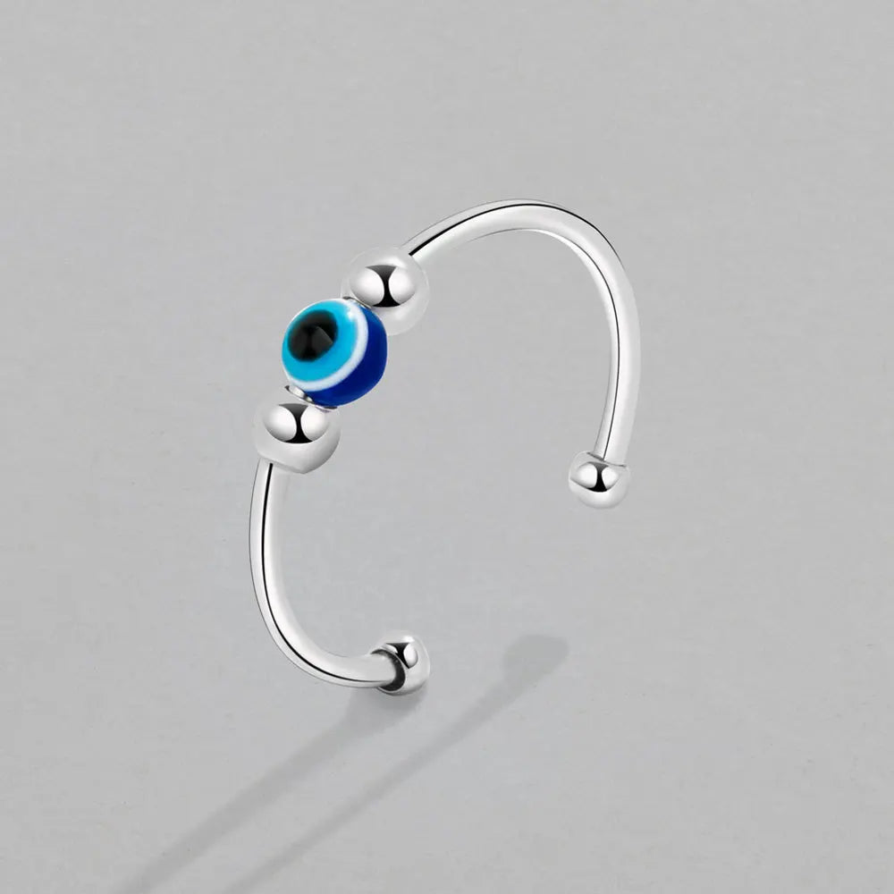 Lucky Eye Blue Turkish Evil Eye Open Finger Rings Adjustable for Women Girls Men Fashion Jewelry