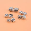Retro Engrave Flower Round Beads 925 Sterling Silver Hollow Polygon Charm Beads for Jewelry Making Accessories