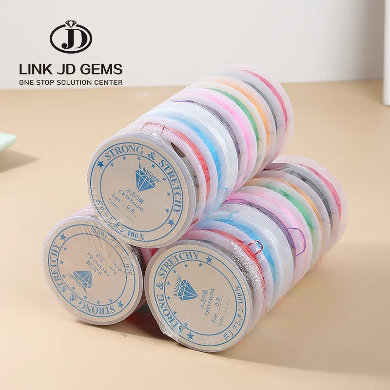 JD 0.4-1.2mm Transparent Stretch Elastic Crystal Line Beading Wire Durable Jewelry Cord String for Beading Projects