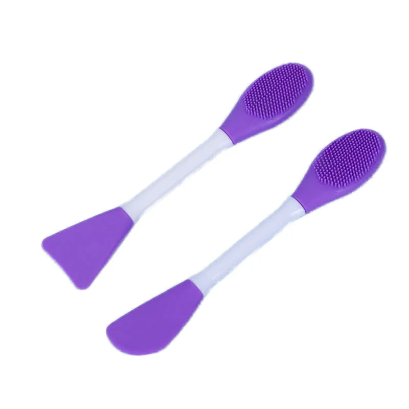 Eco-friendly Double-Head Silicone Spa Brush Synthetic Hair Multi-color Cheek Care Angular Blush Style Shaving Brush Compatible