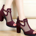 Ladies Party Wedding High Heels Shoes Summer New Women's Fashion Sandals Open Toe Thick Heels Lightweight Solid Color Large Siz