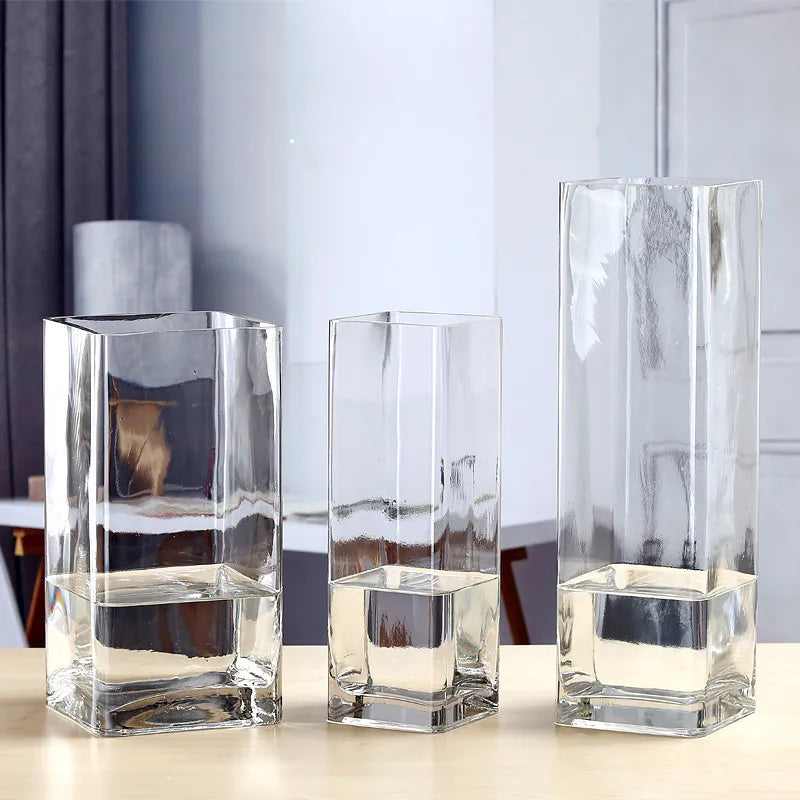 STOCK Wholesale Hand-made Crystal clear square Cube Glass Vase