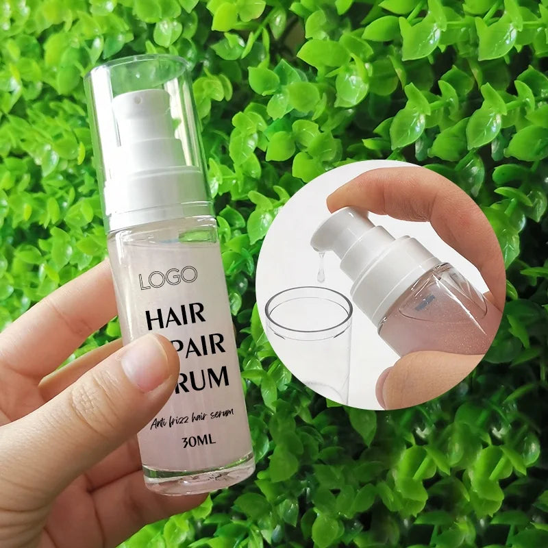 Custom LOGO Argan Oil Hair Repair Serum Heat Protectant Silkening Oil for Hair Extensions Hair Extension Tools
