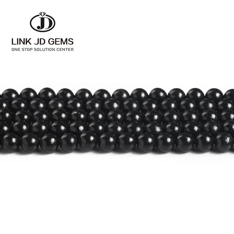 Natural Russia Shungite Stone Round Loose Beads Accessories 6 8 10 12MM Gemstones Pick Size for Men Women Jewelry Making