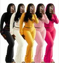 Women's Casual 2-Piece Set Solid Pattern Short Above Knee Jacket Top Bodycon Pants Long Sleeves Suits