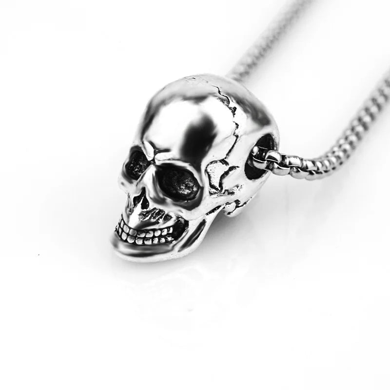 Silver Color Skull Men Necklaces Pendants Chain Punk Hip Hop for Boyfriend Male Stainless Steel Jewelry Creativity Gift