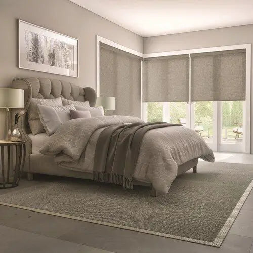 ZSTARR Customized 100% Blackout Alexa Zigbee Home Auto Smart Motorized Window Roller Blinds Shades for Living Room French Window
