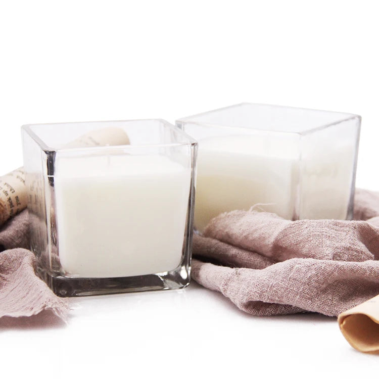 Hot Sale 3oz Luxury Empty clear square Glass Candle Jars