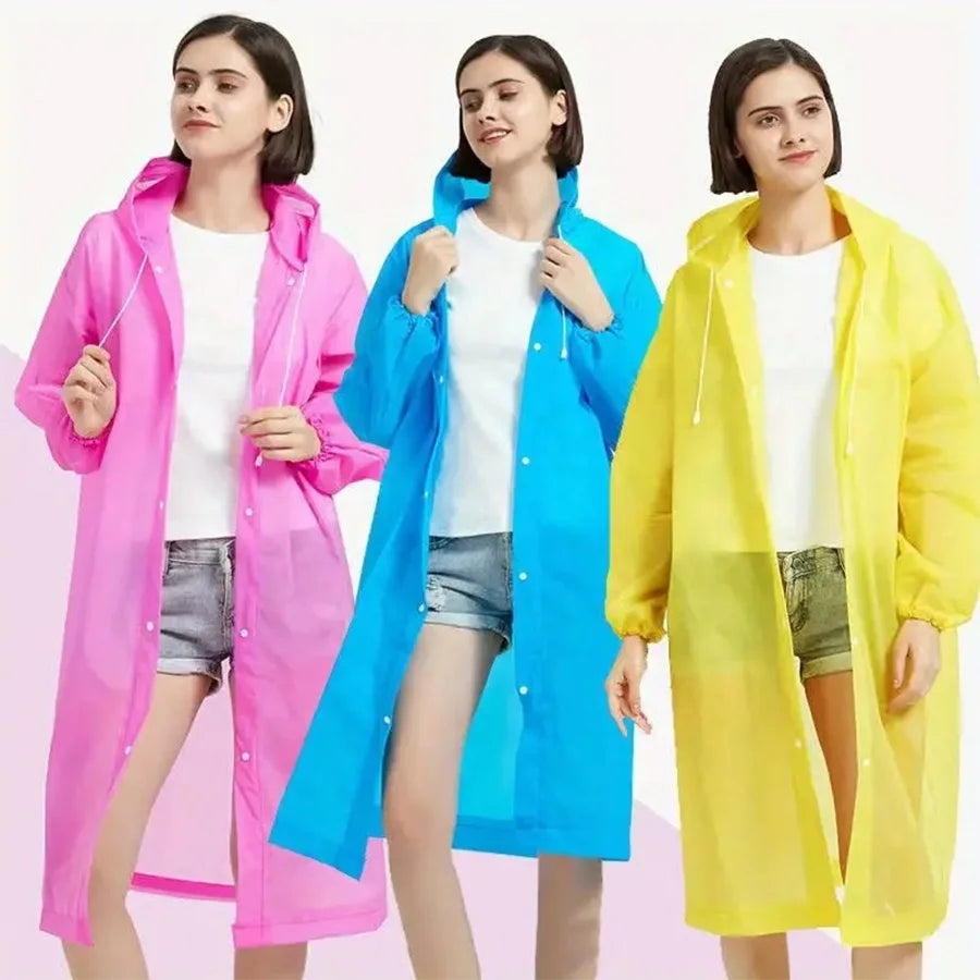 Raincoat Customized Logo Print Reusable Peva Eva Reusable Raincoat Waterproof