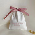 Recyclable Suede Ribbon Gift Bags Custom Logo Beauty Makeup Dust Sack Jewelry Packaging Pouches Luxury Soft Dust Bag