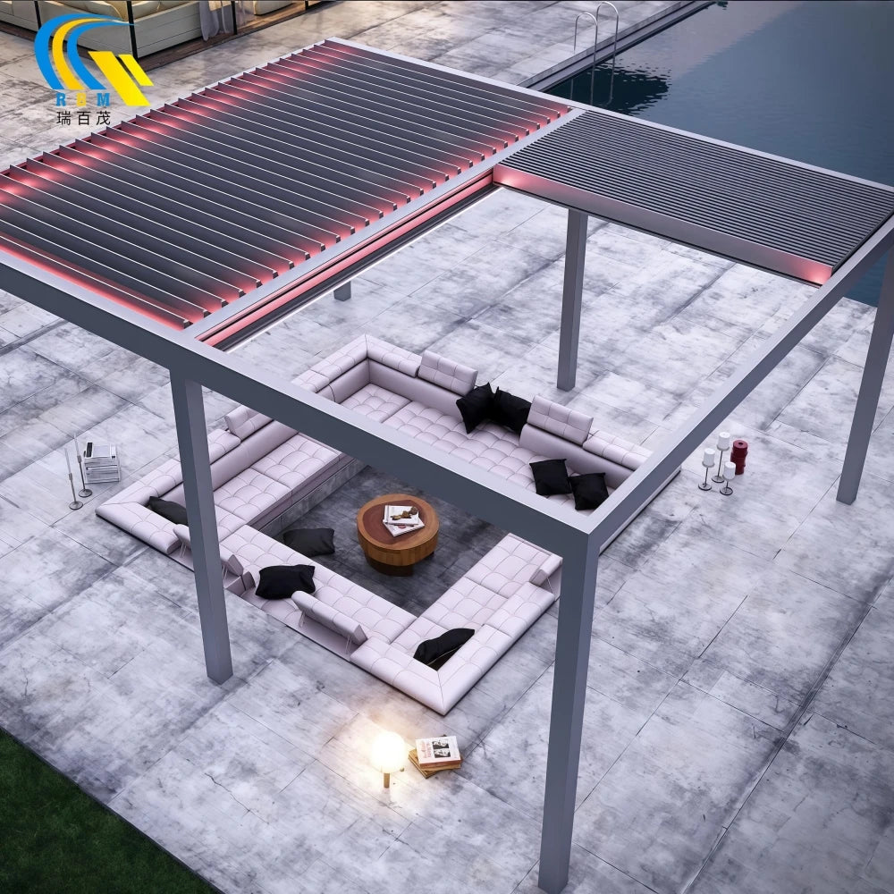 DIY Modern Pergola Motorized Louver Fancy Retractable Louvered Roof Bioclimatic Pergola