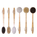 Natural Bamboo Long Handle Exfoliating Bath Brush for Shower Back Body Scrubber Brush Eco Friendly Bristle