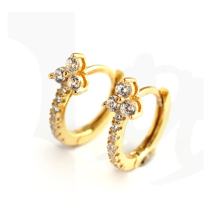 YHE0183 S925 Sterling Silver Pave Set CZ Cubic Zirconia Small Huggie Hoop Earrings