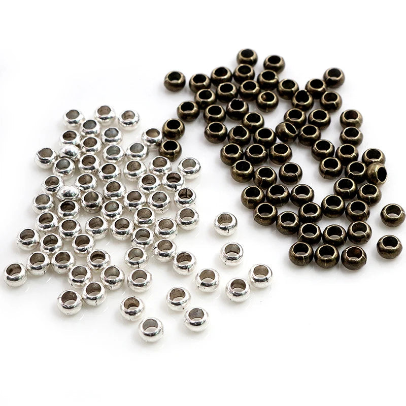 100pcs/lot Antique Silver Plated Ball Crimp End Beads Dia 5mm Stopper Spacer Beads for Diy Jewelry Making Findings Supplies
